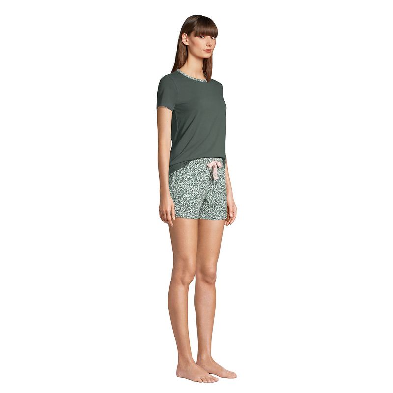 Lands' End Women's Knit Pajama Short Set Short Sleeve T-Shirt and Shorts, 3 of 4