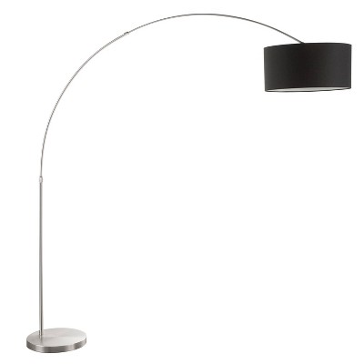 76" Salon Arc Floor Lamp Satin Nickel/Black - LumiSource