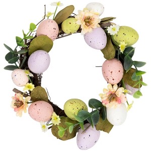 Northlight Pastel Speckled Easter Egg Artificial Mini Twig Wreath - 7" - 1 of 4