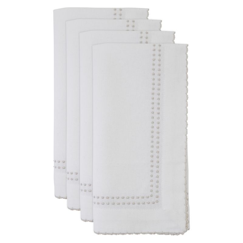 Saro Lifestyle Cotton Table Napkins With Embroidered Borders (Set of 4), 3 of 6
