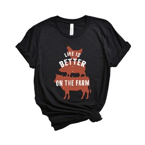 Simply Sage Market Women's Life Is Better On The Farm Colorful Short Sleeve Graphic Tee - 1 of 2