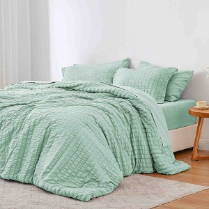 BAGOKIE 5/7 Pieces Seersucker Bed in a Bag Comforter Set - 1 of 4