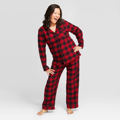 Women S Buffalo Check Flannel Pajama Set Wondershop Red