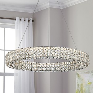 LamQee Modern Crystal Chandeliers for Dining Room, Luxury Crystal Chandelier Light Fixtures Dimmable LED Ring Pendant Light with Remote Control - 1 of 4