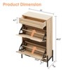 Rattan Slim Shoe Cabinet With 2 Flip Drawers & Adjustable Shelf, Tall Shoe Storage Organizer with Metal Legs,   for Entryway, Entrance, Hallway - 3 of 4