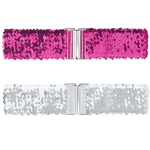 Allegra K Women's Halloween Wide Waist Belts Interlock Buckles Sequins Decor Stretchy Belts 2Pcs - 1 of 4