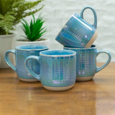Blue Glossy Ceramic 12 oz Microwave Safe Mug Set