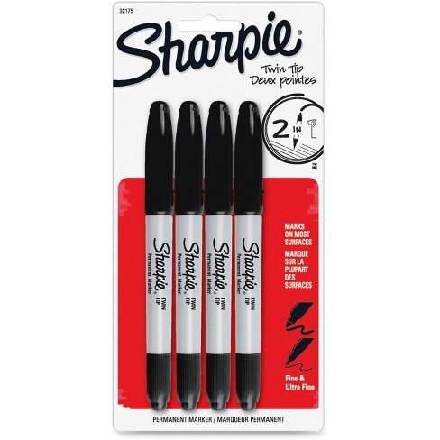 Fine  Ultra-Fine Points Sharpie Twin Tip Permanent Markers 4 Pack Black 321 