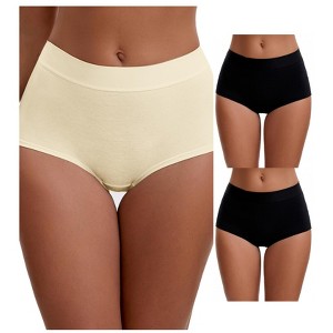 INSPIRE CHIC Women's High Waist Tummy Control Elastic Waistband Comfortable Brief 3 Packs - 1 of 4