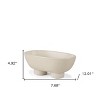HomeRoots 8" Cream Ceramic Oval Pedestal Centerpiece Bowl - 3 of 4
