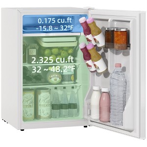 HOMCOM 2.5 Cu.Ft Mini Fridge with Freezer, Adjustable Thermostat, Single Door Compact Refrigerator for Bedroom, Dorm, Home Office, White - 1 of 4