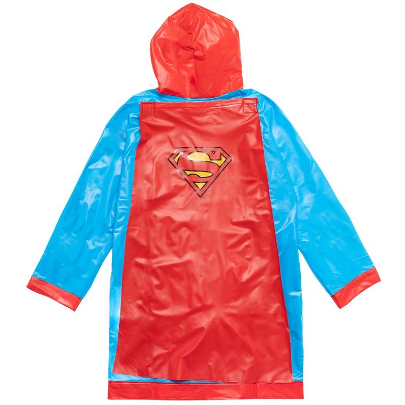 DC Comics Justice League Superman Batman Waterproof Rain Jacket Cape and Umbrella 3 Piece Set Toddler to Little Kid, 5 of 8