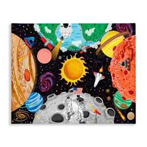 Stupell Industries 20"x16" Kids' Lively Outer Space Planets Astronauts on Moon Wall Art Unframed - 1 of 4