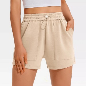 Womens Sweat Shorts Summer Athletic Short Elastic Waist Comfy Lounge Shorts Bottoms with Pockets Gym Yoga Sports Shorts - 1 of 4