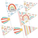 Big Dot of Happiness Hello Rainbow - Triangle Boho Baby Shower and Birthday Party Photo Props - Pennant Flag Centerpieces - Set of 20