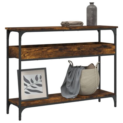 vidaXL Console Table with Shelf Smoked Oak 39.4 in.x11.4 in.x29.5 in. Engineered Wood
