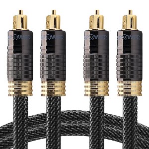 FosPower 2 Pack 10FT Digital Optical Audio Cable, Toslink Optical Audio Cable, Zero RFI EMI Interference S/PDIF, Nylon Braided Jacket, 24K Gold-Plated - 1 of 4
