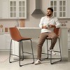 SEVOBAL Counter Height Bar Stools Set of 2 Modern Faux Leather Barstools with Back Island Stools Countertop Bar Chairs, Brown, 18.11"*20.4"*39.3" - 2 of 4