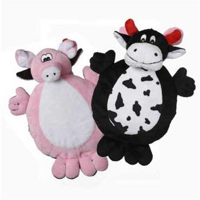 Multipet -Faced Crinkle/Plush Dog Toys with Cow and Pig Faces