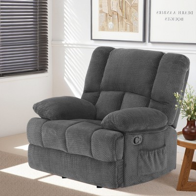 MAYEERTY Gray Oversized Rocking Recliner Chair for Adults, Perfect for Living Room