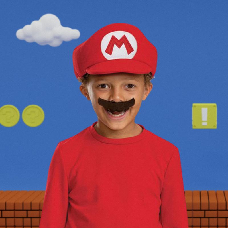 Disguise Super Mario Bros. Mario Hat and Mustache Child Costume Kit, 2 of 4