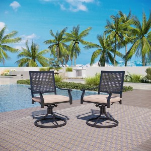 Captiva Designs 2pc Outdoor Patio Dining Chairs with Steel Frame and Ventilated Backs - 1 of 4