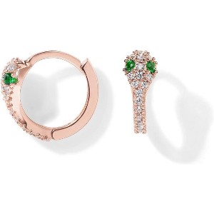 14K Gold Plated Huggie Earrings | 925 Sterling Silver with Cubic Zirconia, U-Shaped Snake Design - 1 of 4