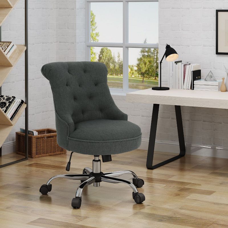 Small Office Computer Chair with Wheels, Comfy Cute Armlees Rolling Chair No Arm for Adult, Vanity Modern Home Chair-Maison Boucle, 2 of 11