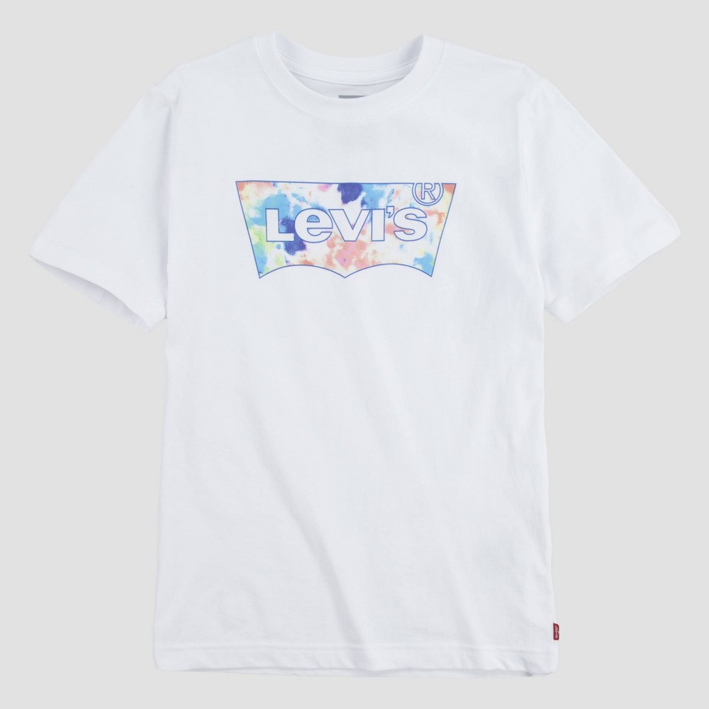 Levi's Boys' Tie-Dye Batwing Logo Short Sleeve T-Shirt - White 10-12