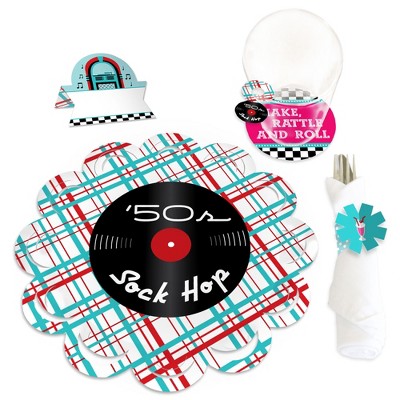 Big Dot of Happiness 50’s Sock Hop - 1950s Rock N Roll Party Paper Charger and Table Decorations - Chargerific Kit - Place Setting for 8