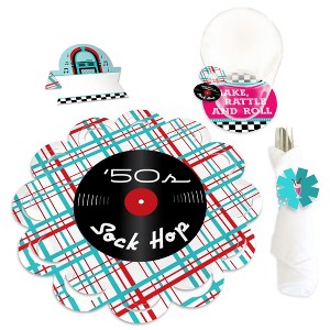 Big Dot of Happiness 50’s Sock Hop - 1950s Rock N Roll Party Paper Charger and Table Decorations - Chargerific Kit - Place Setting for 8 - 1 of 4