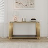 Vynxaria 55" Gold Rectangular End Tables - Double-Layer Glass Top for Living Room - 3 of 4