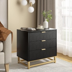 Whizmax 3 Drawer Dresser for Bedroom, Wood Chest of Drawers with Metal Legs, Modern Storage Dresser Chest Cabinet Organizer for Living Room, Hallway - 1 of 4