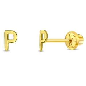 Girls' Itsy Bitsy Initial Letter Screw Back 14k Gold Earrings - In Season Jewelry - 1 of 4