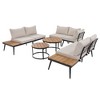 Nestfair 6pc Metal Frame Outdoor Sectional Set with Nesting Coffee Tables and Cushions Beige - 3 of 4