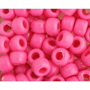 John Bead 1000 Pieces 9mm Plastic Crow Beads Hot Pink Pony Bead for DIY Arts and Crafts Making Supplies - 1 of 3