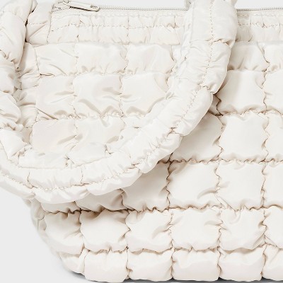 Wild Fable Puffer Crossbody Handbag - Wild Fable™ Cream: Softside, Woven, Single Strap, Zip Closure — фото 5