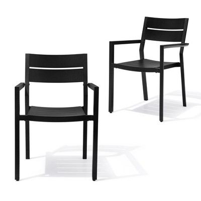 Crestlive Products Outdoor Modern Dining Chairs Aluminum Stackable Set of 2