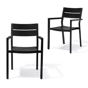 Crestlive Products Outdoor Modern Dining Chairs Aluminum Stackable Set of 2 - 1 of 4