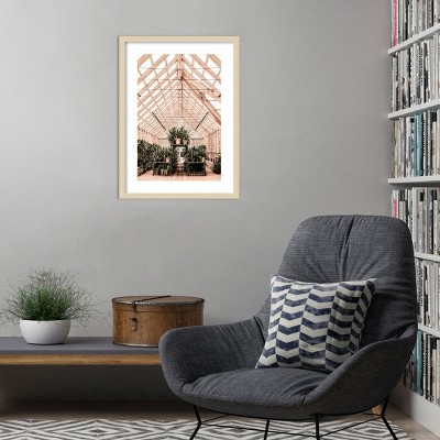 Natural Wood Framed Greenhouse Botanical Wall Art Print