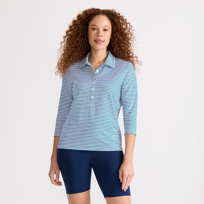 Lands' End Women's 3/4 Sleeve Active Polo Shirt