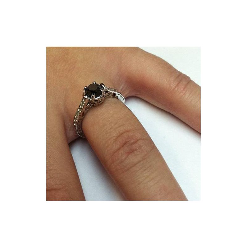 Pompeii3 1 1/4ct Black & White Diamond Engagement Ring 14K White Gold, 4 of 6