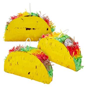 Blue Panda 3-Pack Mini Taco Tuesday Party Decorations Piñatas, Mexican Party Decorations, 6 x 2 x 3.5 In
