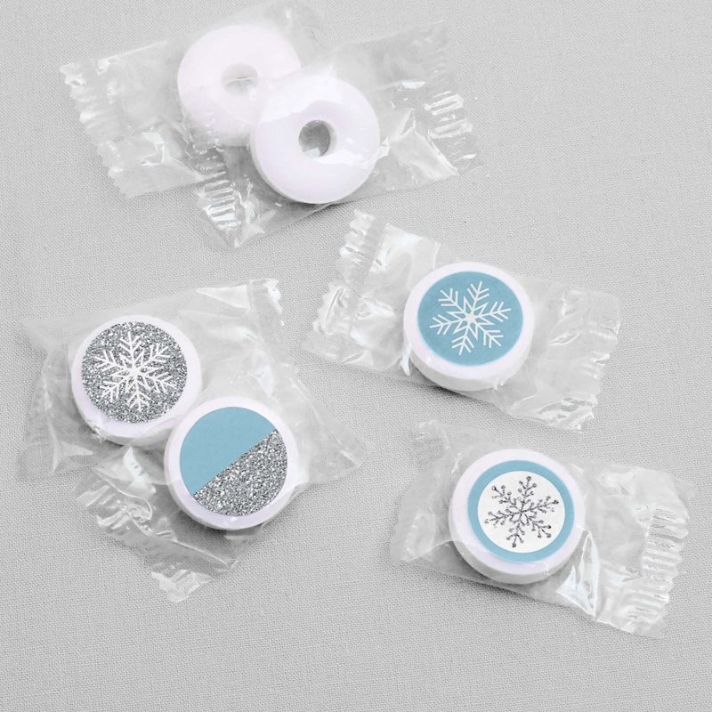 Big Dot of Happiness Winter Wonderland - Snowflake Party and Winter Wedding Round Candy Sticker Favors - Labels Fits Chocolate Candy (1 Sheet of 108), 3 of 8
