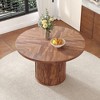 LOVSON 47.2''Round Walnut Dining Table with Double Storage and Classic Roman Column Style - Seats 4-6 in Dining Room - 2 of 4