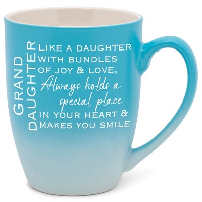 Granddaughter: Like A Daughter With Bundles Of Joy & Love, Always Holds Special Place In Your Heart Two Toned Matte Pale Blue White 12 ounce Ceramic