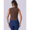 Allegra K Women's V Neck Faux Suede Button Down Side Pockets Sleeveless Vest - 3 of 4