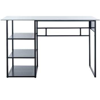 Xyla 3 Shelf Glass Top Desk - White/Black - Safavieh