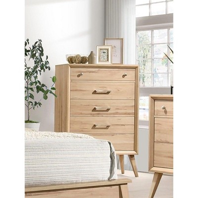 NicBex Mid-Century Modern 2/5/6 Drawer Dresser,Wood Chest of Drawers with Metal Handles for Bedroom,Living Room,Entryway,Oak