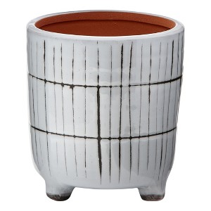 tagltd Linear Glazed Terracotta Planter with Feet, 5.25L x 5.25W x 6.0H inches  fits a 4.5" drop in plant. Decorative Use Only. - 1 of 1